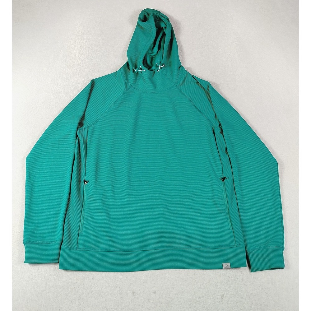 LL Bean Hoodie Womens Medium Green VentureStretch Rib Gorpcore Outdoors Hiking